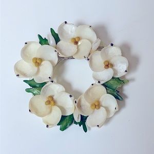 Vintage Handmade 🐚 Miniature Sea Shell Floral Wreath Brooch Pin Jewelry Art